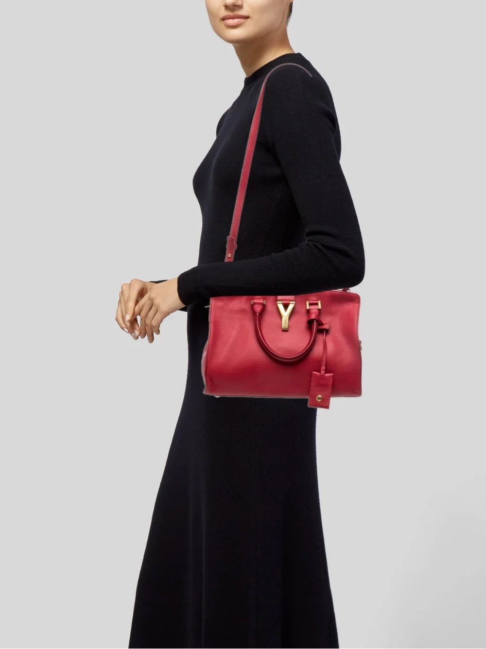 YSL Saint Laurent Chyc Cabas Small Leather Bag Pink Fuschia